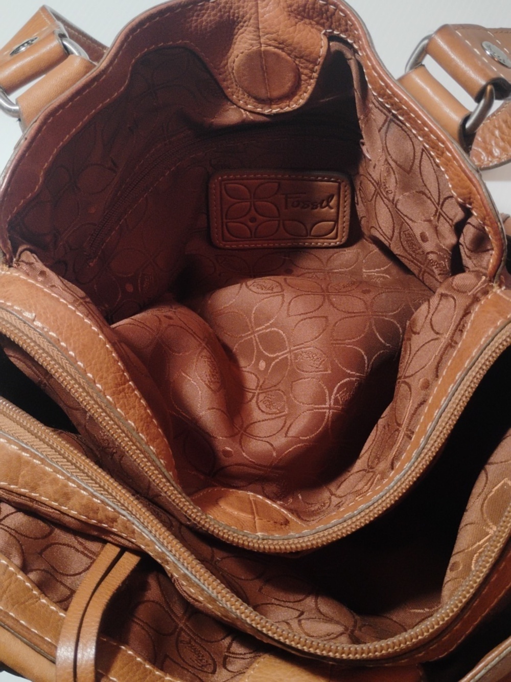 Fossil Vintage Cognac Leather Hobo With Wallet 2 Pieces For One Price - Picture 10 of 11
